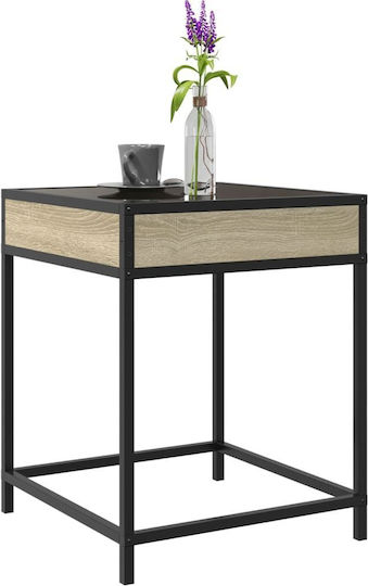 Square Glass Side Table Sonoma Oak M40xW40xH51cm