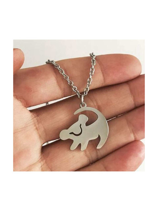 Silver Necklace Lion King Simba Stainless Steel