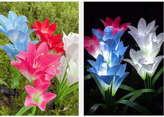 Solar Led Flower Tip Luminaire 4 Flowers 80 Cm Height Garden Flippy
