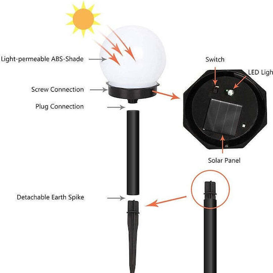 Led Solar Lamp Spherical Globe Flippy Type Diameter 10 Cm Cool White