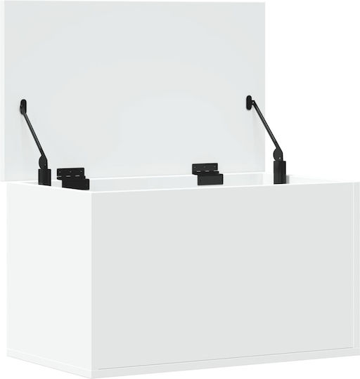vidaXL Дърво Кутия за съхранение с капак Бял 60x35x35см 1бр