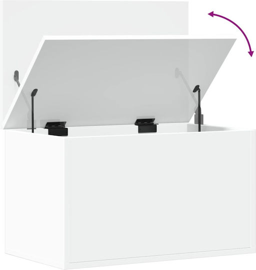 vidaXL Дърво Кутия за съхранение с капак Бял 60x35x35см 1бр