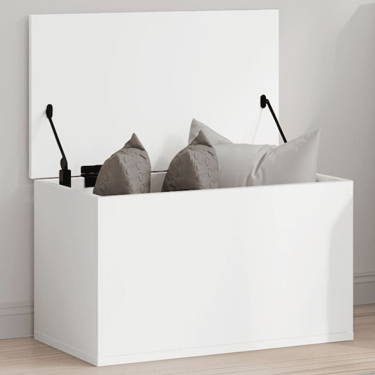 vidaXL Дърво Кутия за съхранение с капак Бял 60x35x35см 1бр