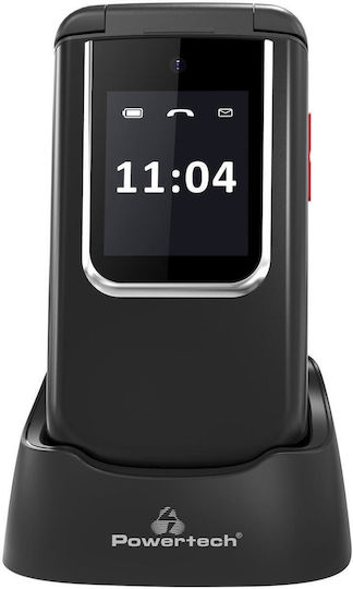 Powertech Sentry PTM-34 Dual-SIM Handy mit Großen Tasten (Griechisches Menü) Schwarz