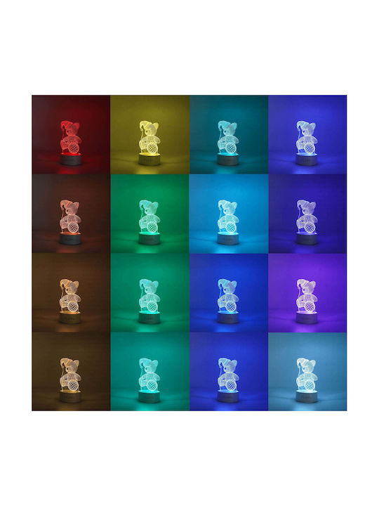 Led Decorative Lamp Flippy 3d Bear Hat Remote Control Two Power Modes Usb Batteries 20 Cm Height Made Acrylic Material Multicolor Light White