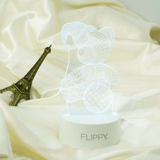 Led Decorative Lamp Flippy 3d Bear Hat Remote Control Two Power Modes Usb Batteries 20 Cm Height Made Acrylic Material Multicolor Light White
