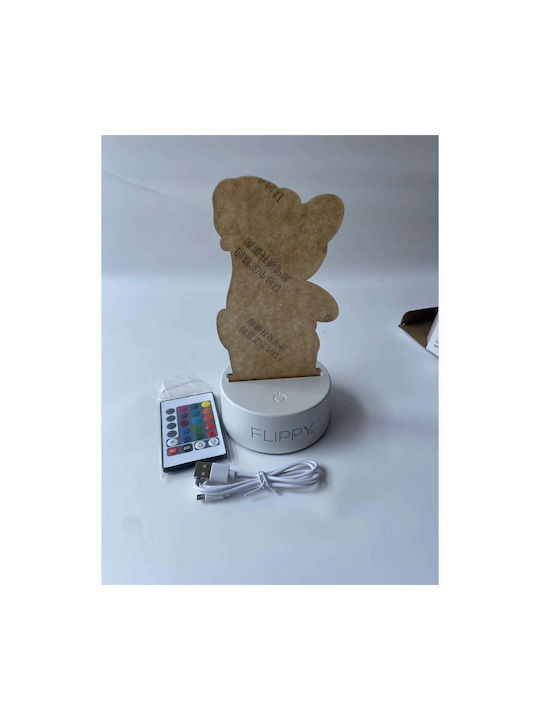 Led Decorative Lamp Flippy 3d Bear Hat Remote Control Two Power Modes Usb Batteries 20 Cm Height Made Acrylic Material Multicolor Light White