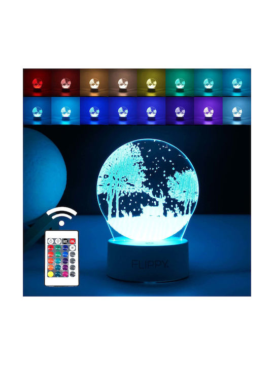 Dekorative LED-Lampe Flippy 3D Winterlandschaft Fernbedienung Zwei Leistungsmodi USB Batterien 20 cm Höhe Aus Acrylmaterial Mehrfarbiges Licht Weiß