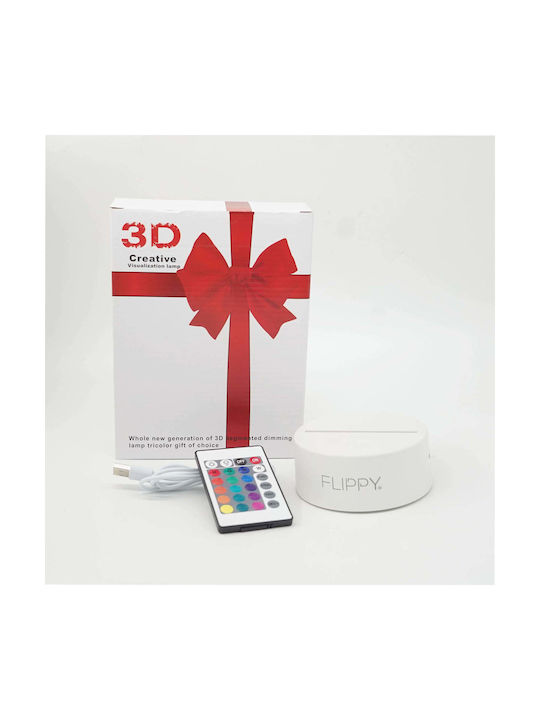 Decorative Led Lamp Flippy 3d Cal Remote Control Two Power Modes Usb Batteries 20 Cm Height Made Acrylic Material Multicolored Light White