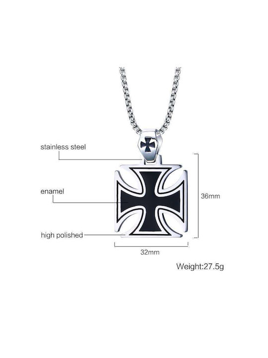 Cross Pendant Necklace In Silver Black Tone Silver Chain Molfs