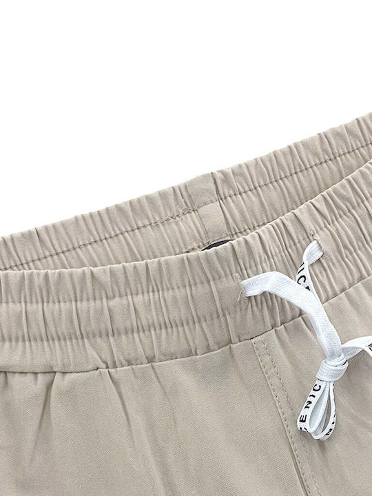 Ustyle Women's Fabric Trousers with Elastic Beige