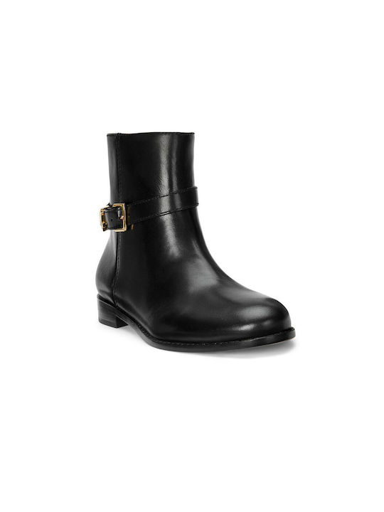 Ralph Lauren Leder Damen Knöchelstiefel Schwarz