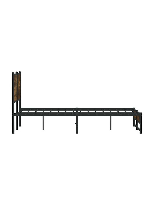 Double Wooden Brown Bed with Slats for Mattress 150x200cm 4007834
