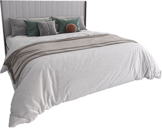 Forza Bed King Size Wooden Boras Oak Ashy with Slats for Mattress 193x203cm