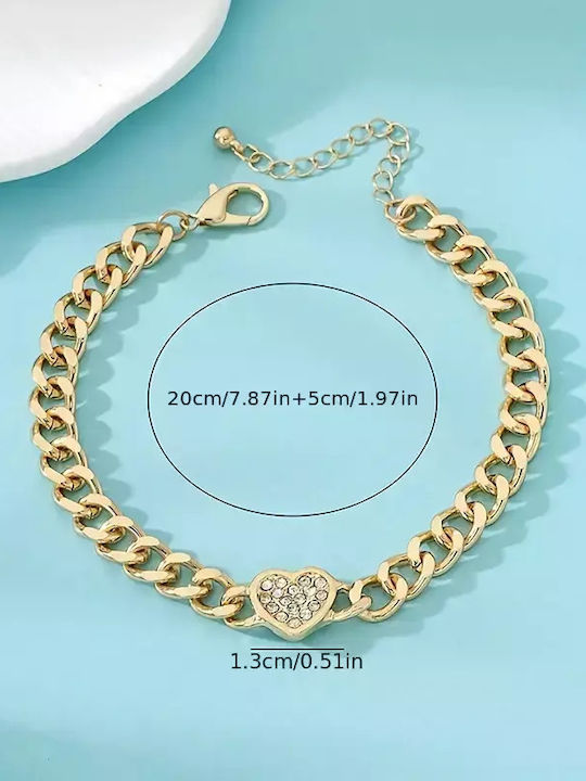 Bracelet Anklet Chain with design Heart Gold Plated