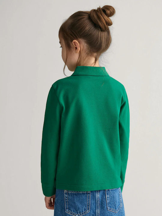 Gant Kids Polo Long Sleeve Grass Green Shield