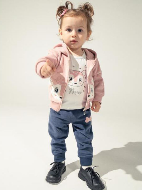 Evita Kinder Sweatpants Set - Jogginganzug Ροζ, Λευκό, Μαρέν