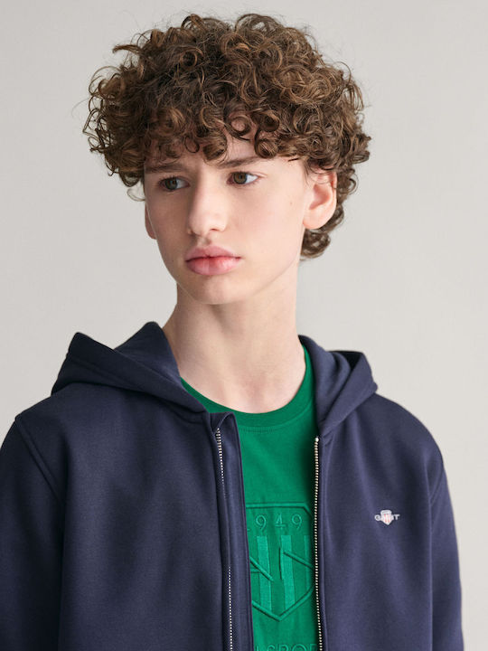 Kinder-Sweatshirt Strickjacke mit Kapuze und Taschen Evening Blau