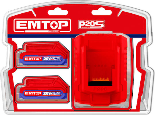 Emtop ECDL200528 Akkuschrauber mit Batterie 20V 2x2Ah
