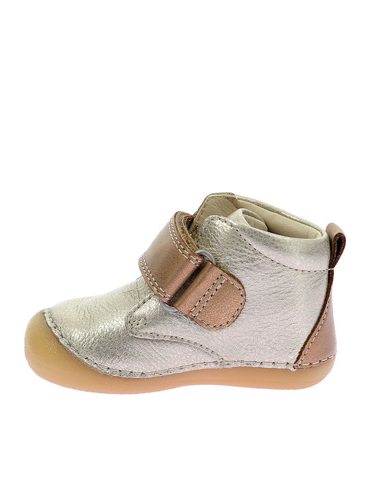Sabio Lederne Kinderstiefeletten mit Klettverschluss Beige