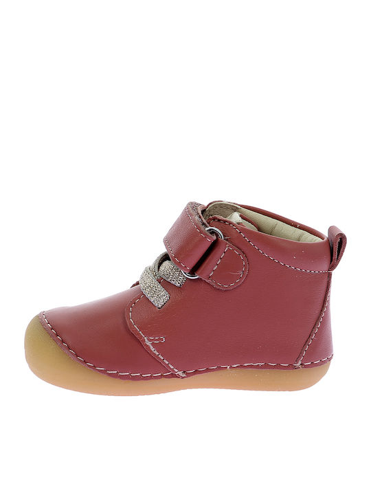 Sonizikro Leather Kids Boots with Velcro Pink