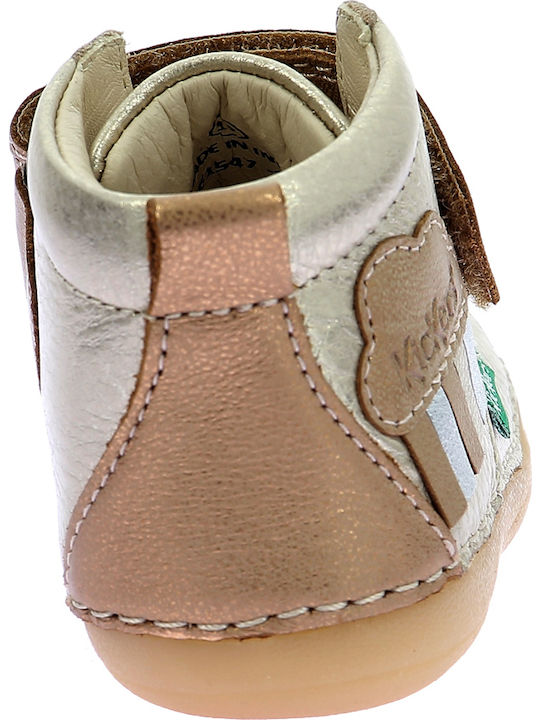 Sabio Lederne Kinderstiefeletten mit Klettverschluss Beige