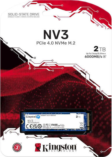 Kingston Nv3 SSD 2TB M.2 Type with PCI Express 4.0 Connection PS5 Compatible SNV3S/2000G