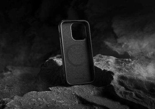 Nomad Back Cover Silicone with Strap Durable Black (iPhone 15)