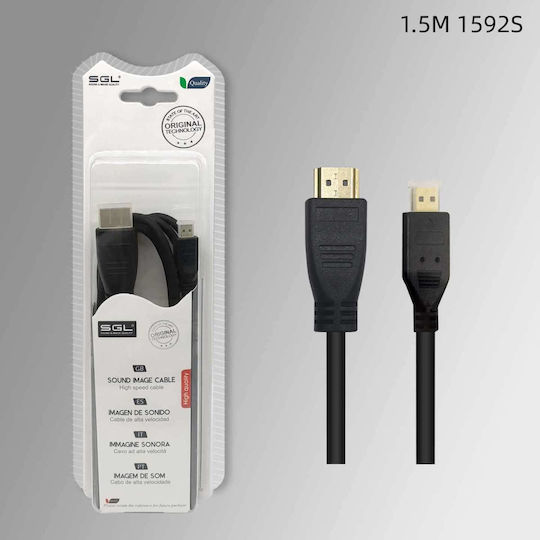 SGL Cable HDMI male - micro HDMI male 1.5m Μαύρο