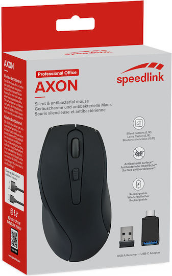 SpeedLink AXON Low Noise & Antibacterial Kabellos Ergonomisch Maus Schwarz