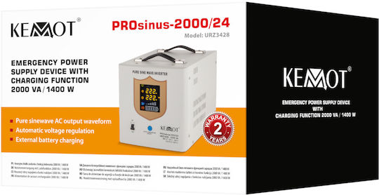Kemot URZ3428 Pure Sine Wave Inverter Power 1400W with Nominal Input Voltage 24V Single Phase