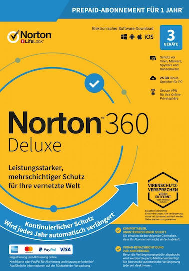 Norton 360 Deluxe for 3 Devices and 1 Year of Use (Electronic License)