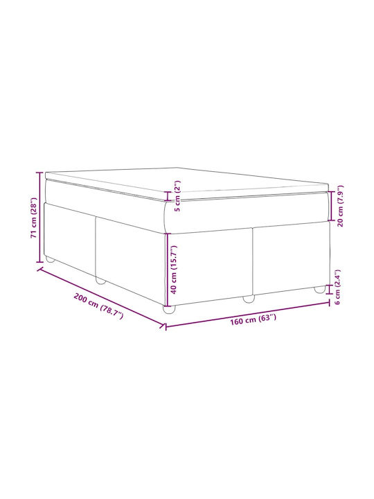 Vidaxl Boxspringbett mit Matratze Creme 160x200cm Stoff 1 Stück Doppelbett Creme