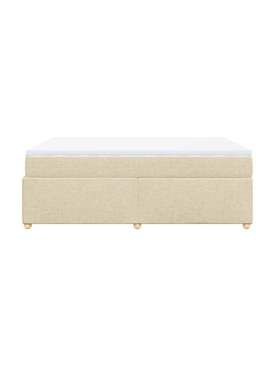 Vidaxl Boxspringbett mit Matratze Creme 160x200cm Stoff 1 Stück Doppelbett Creme