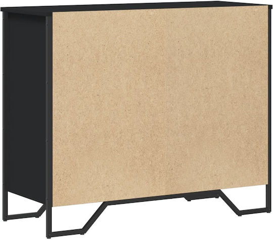 Wooden Chest of Drawers with 6 Drawers Black 91x35.5x74.5cm
