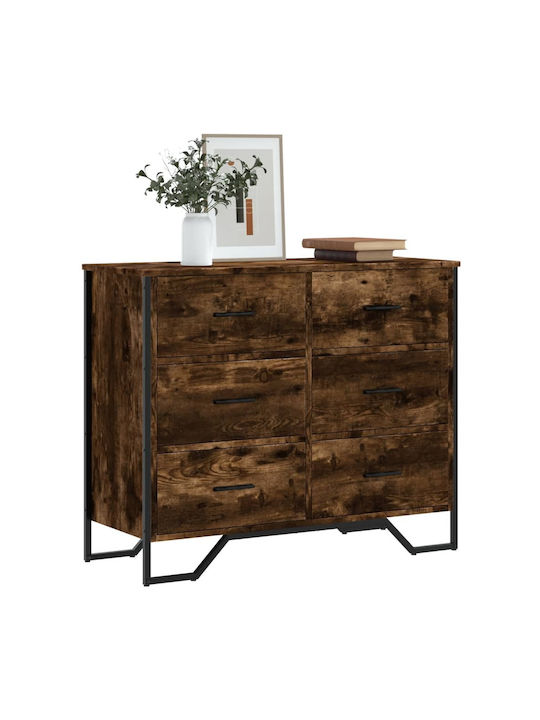 Συρταριέρα Креватокамарас Дървена с 6 чекмеджета Smoked Oak 91x35.5x74.5бр