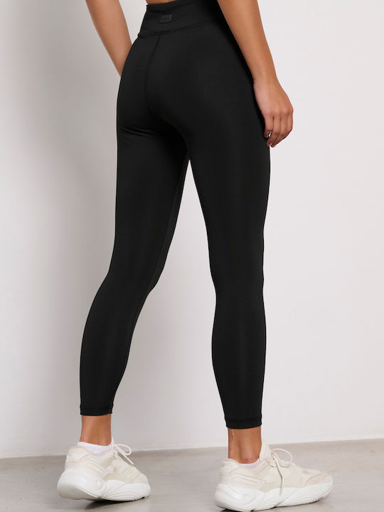 Training Damen Gekürzte Hohe Taille Leggings mit Fleece-Beschichtung Schwarz