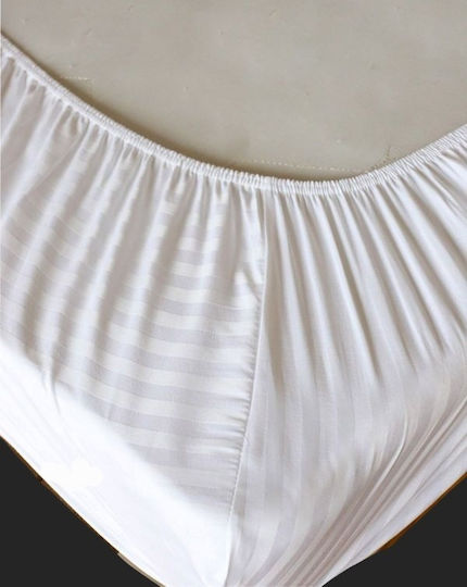 Cearșaf Dublu cu Elastic 150x200+35cm. Alb