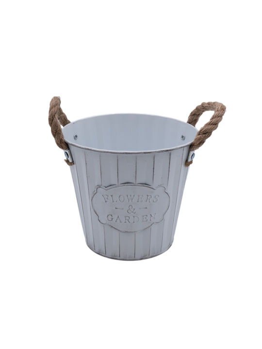 Uncle George Κασπώ Μεταλλικό Λευκό 14x14x12.5εκ.