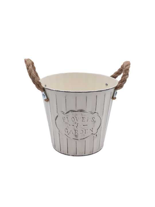 Uncle George Planter Metal Beige 14x14x12.5cm.