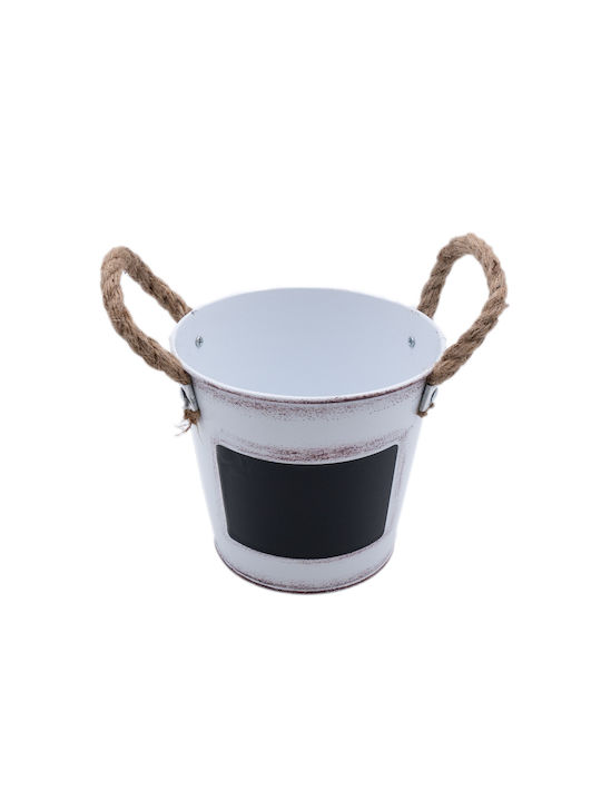 Uncle George Planter Metal White 15.5x15.5x13.5cm.