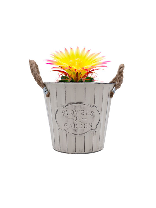 Uncle George Planter Metal Beige 19.5x19.5x16cm.