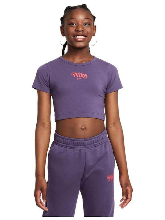 Παιδικό Crop Top Κοντομάνικο Μωβ Sportswear Trend Baby