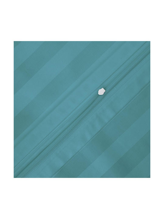 Satin Bambus-Baumwolle Kissenbezug Streifen Meer Türkis/70x80 Streifen