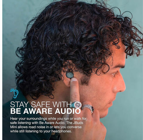 Jlab JBuds Mini Bluetooth хендсфри Слушалки с Устойчивост на Пот и Кутийка за Зареждане Sage Gray