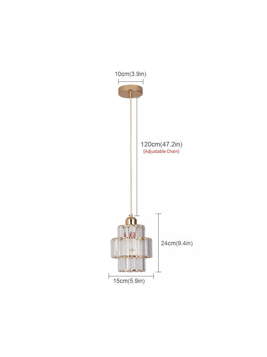 Lustră Modernă cu Cristale, Lanț Reglabil, Oțel Inoxidabil & Cristal D15cm 1 Buc Alb Rece