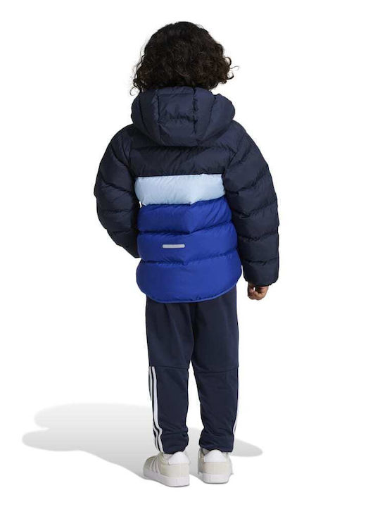 Down Kids Sports Coat with Hood Blue