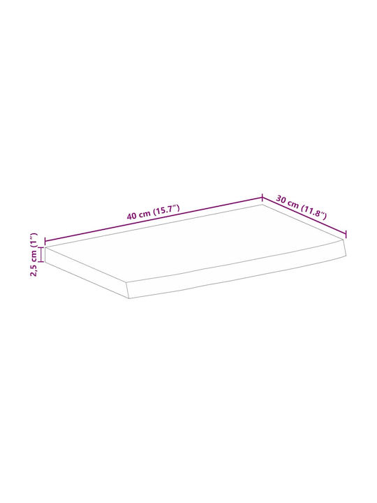 vidaXL Table Surface made of Solid Wood Brown 40x30x2.5cm 370330 1pcs
