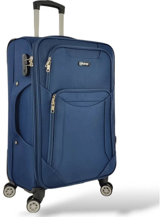 Playbags Mittlerer Stoff-Reisekoffer Blau mit 4 Rädern Höhe 65cm