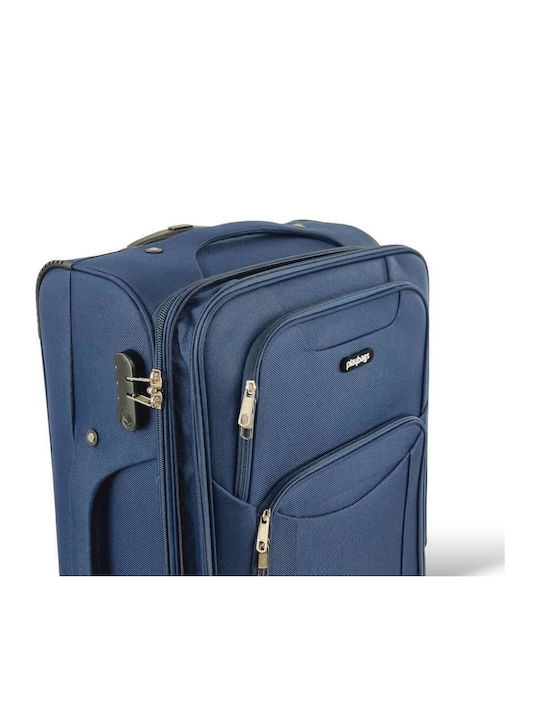 Playbags Mittlerer Stoff-Reisekoffer Blau mit 4 Rädern Höhe 65cm